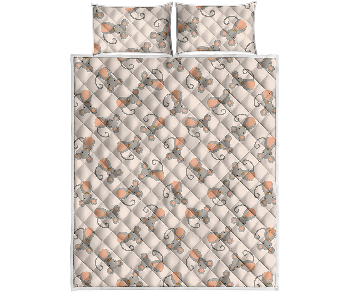 Little Rat Pattern Print Quilt Bed Set