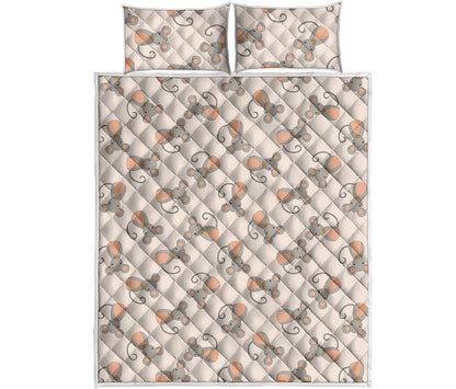 Little Rat Pattern Print Quilt Bed Set