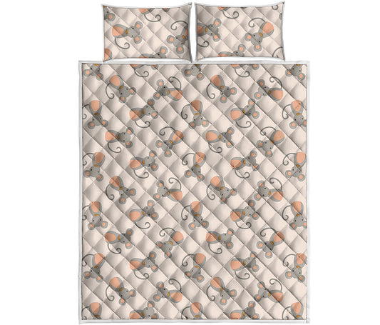Little Rat Pattern Print Quilt Bed Set