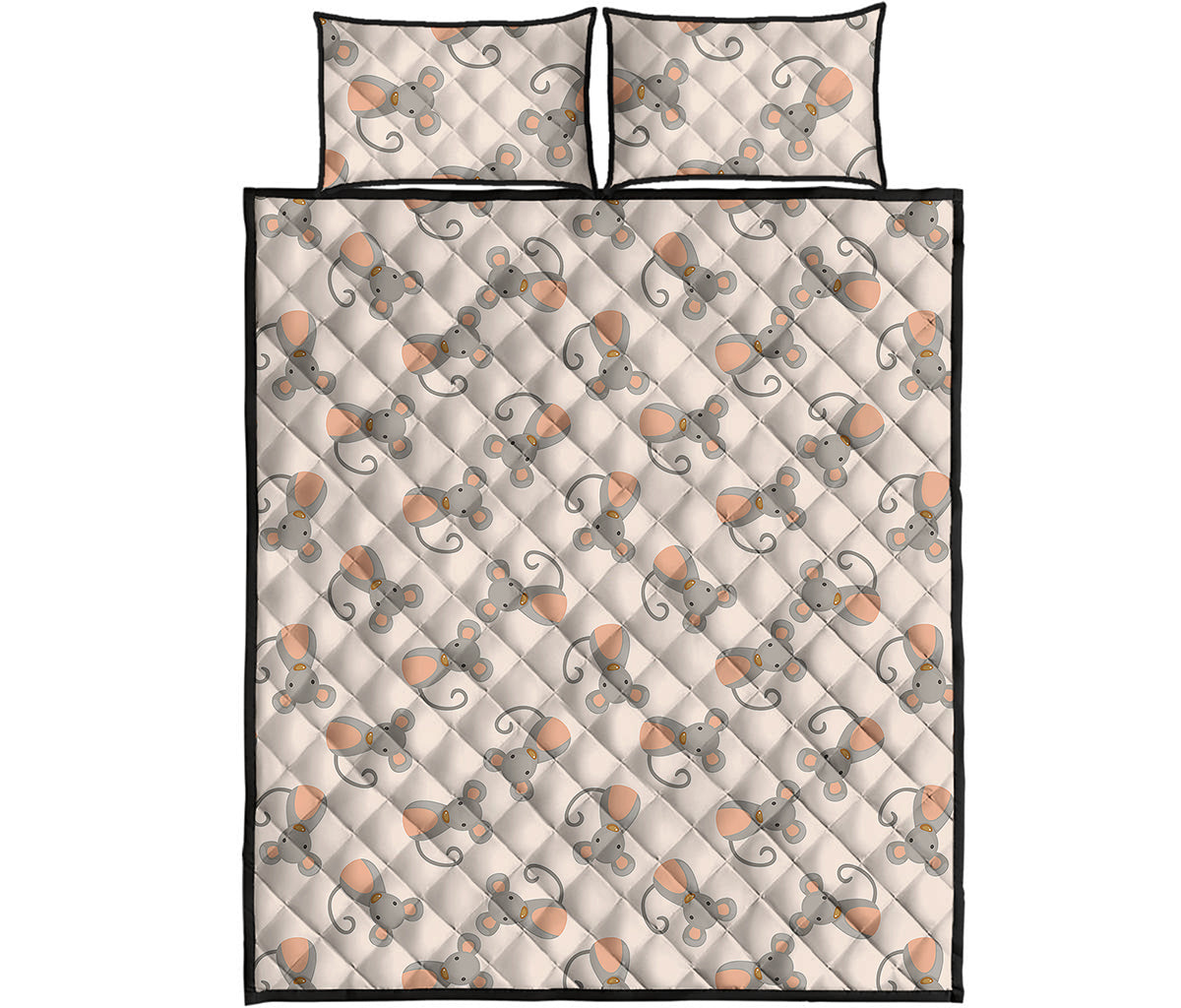 Little Rat Pattern Print Quilt Bed Set