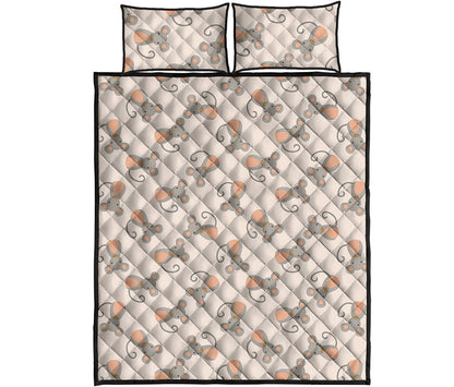Little Rat Pattern Print Quilt Bed Set