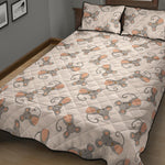 Little Rat Pattern Print Quilt Bed Set