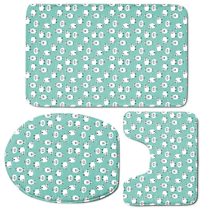 Little Sheep Pattern Print 3 Piece Bath Mat Set
