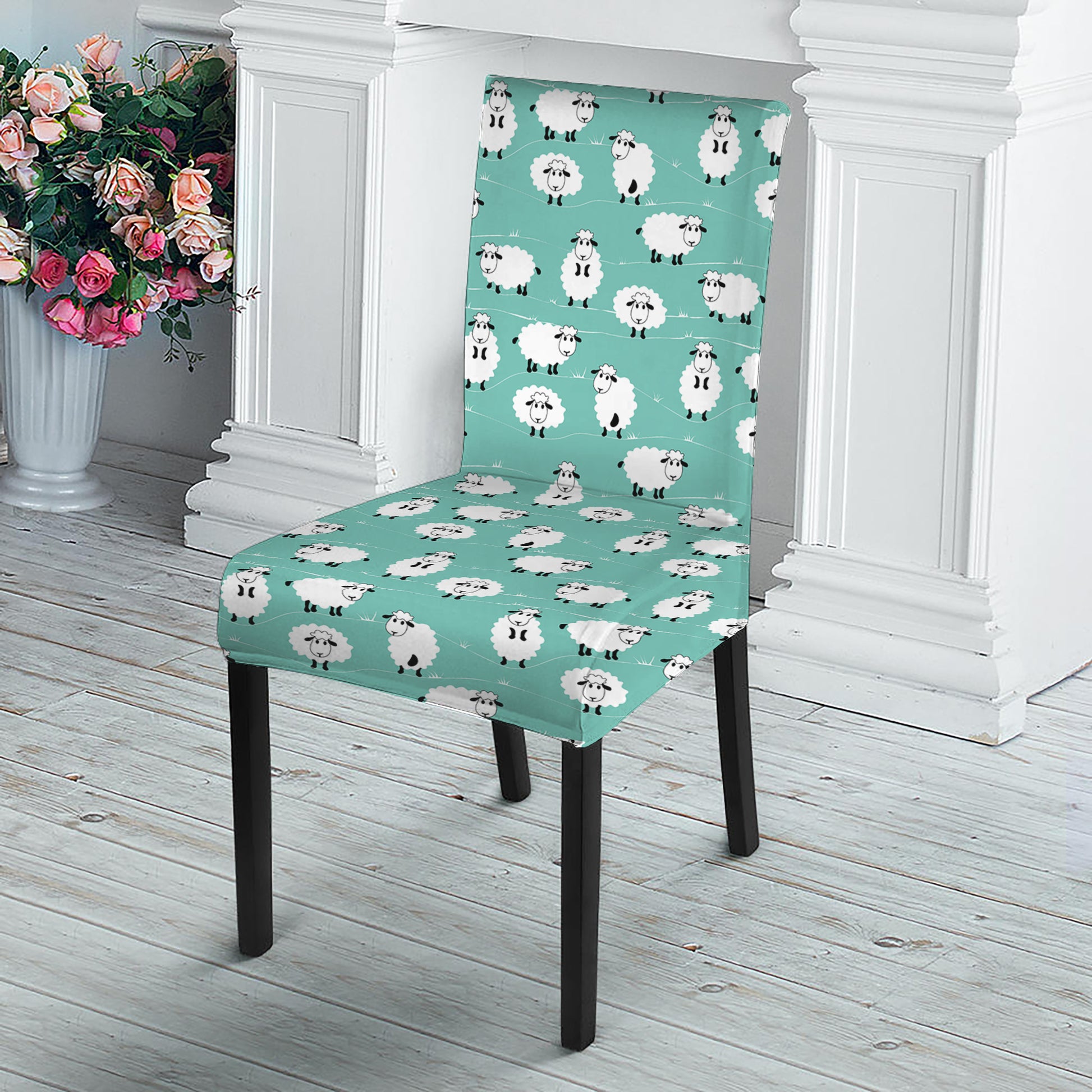 Little Sheep Pattern Print Dining Chair Slipcover
