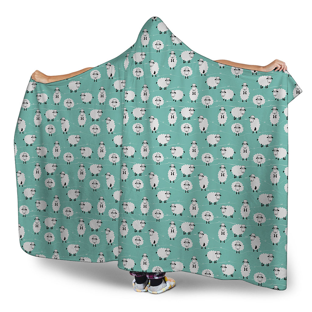 Little Sheep Pattern Print Hooded Blanket