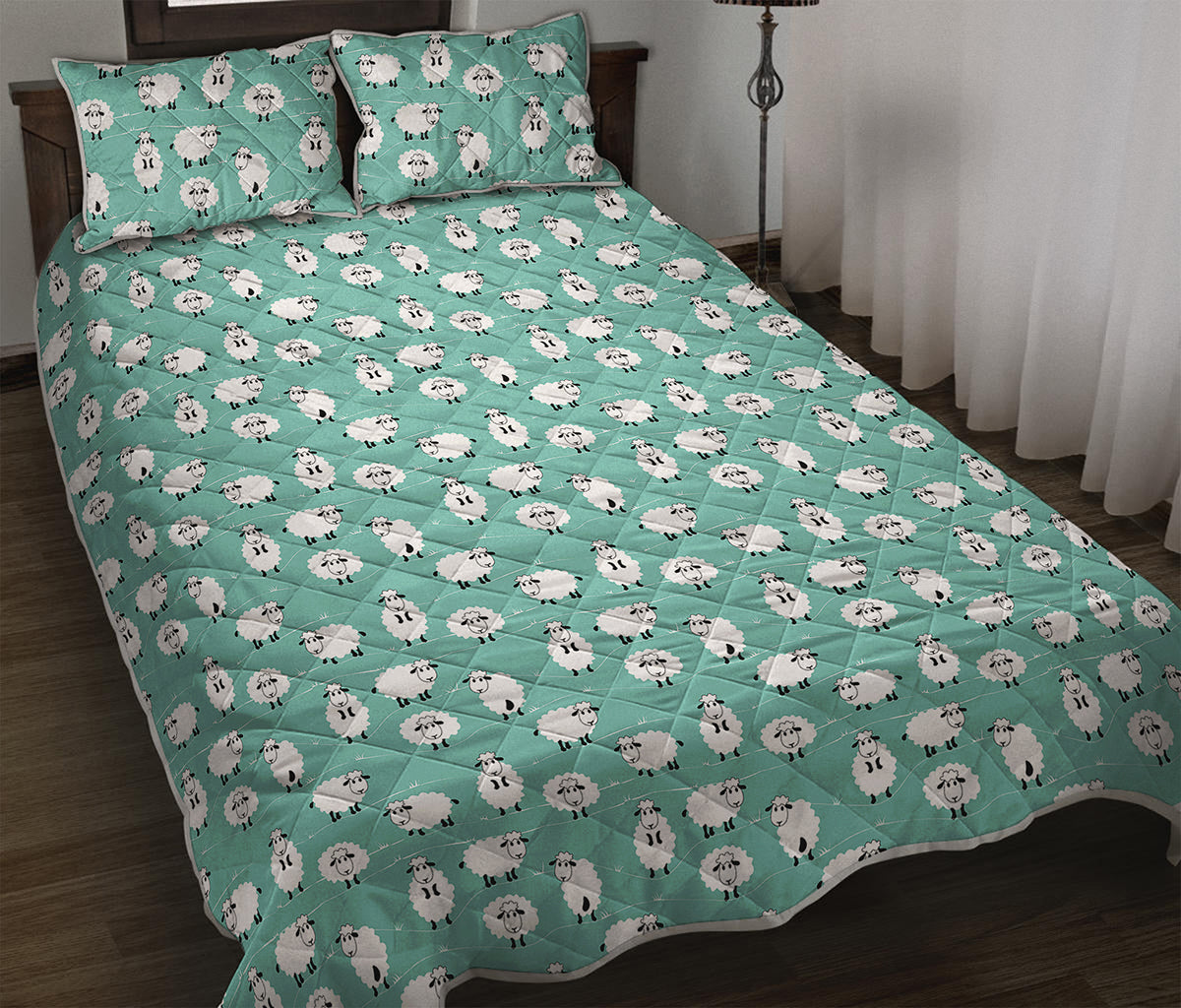 Little Sheep Pattern Print Quilt Bed Set
