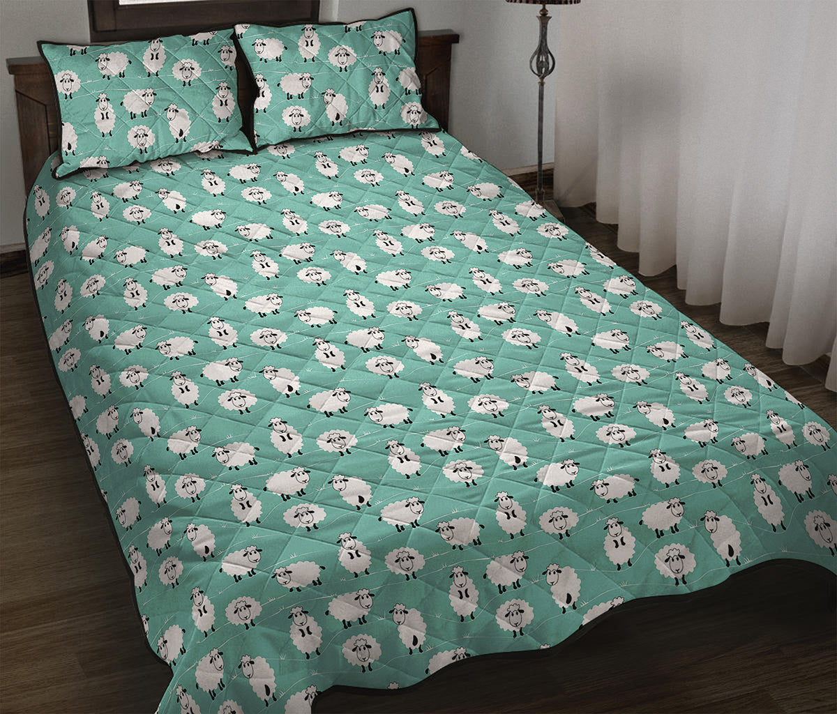 Little Sheep Pattern Print Quilt Bed Set