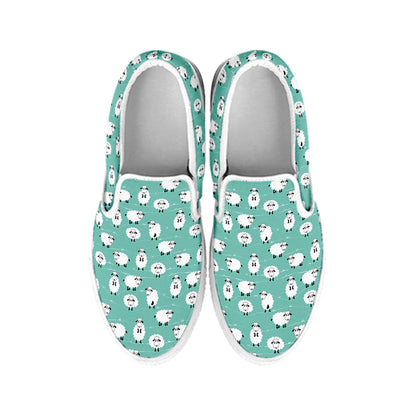Little Sheep Pattern Print White Slip On Shoes