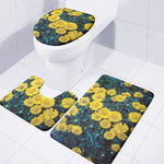 Little Yellow Daisy Print 3 Piece Bath Mat Set