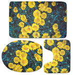 Little Yellow Daisy Print 3 Piece Bath Mat Set