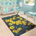 Little Yellow Daisy Print Area Rug