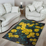 Little Yellow Daisy Print Area Rug