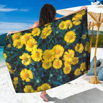 Little Yellow Daisy Print Beach Sarong Wrap