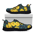 Little Yellow Daisy Print Black Running Shoes