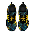 Little Yellow Daisy Print Black Sneakers
