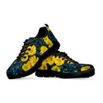 Little Yellow Daisy Print Black Sneakers