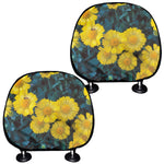 Little Yellow Daisy Print Car Headrest Covers