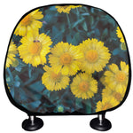 Little Yellow Daisy Print Car Headrest Covers