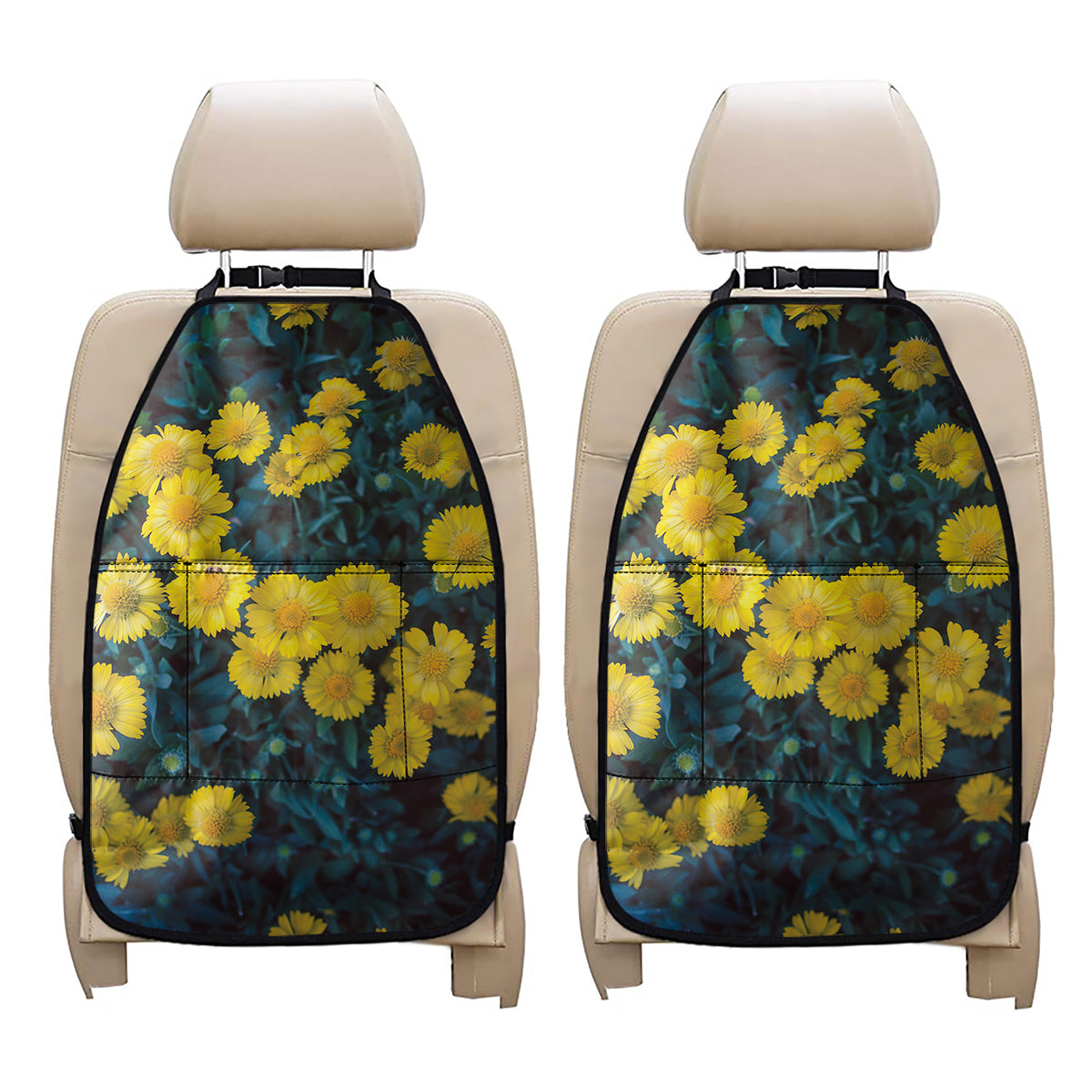Little Yellow Daisy Print Car Seat Organizers
