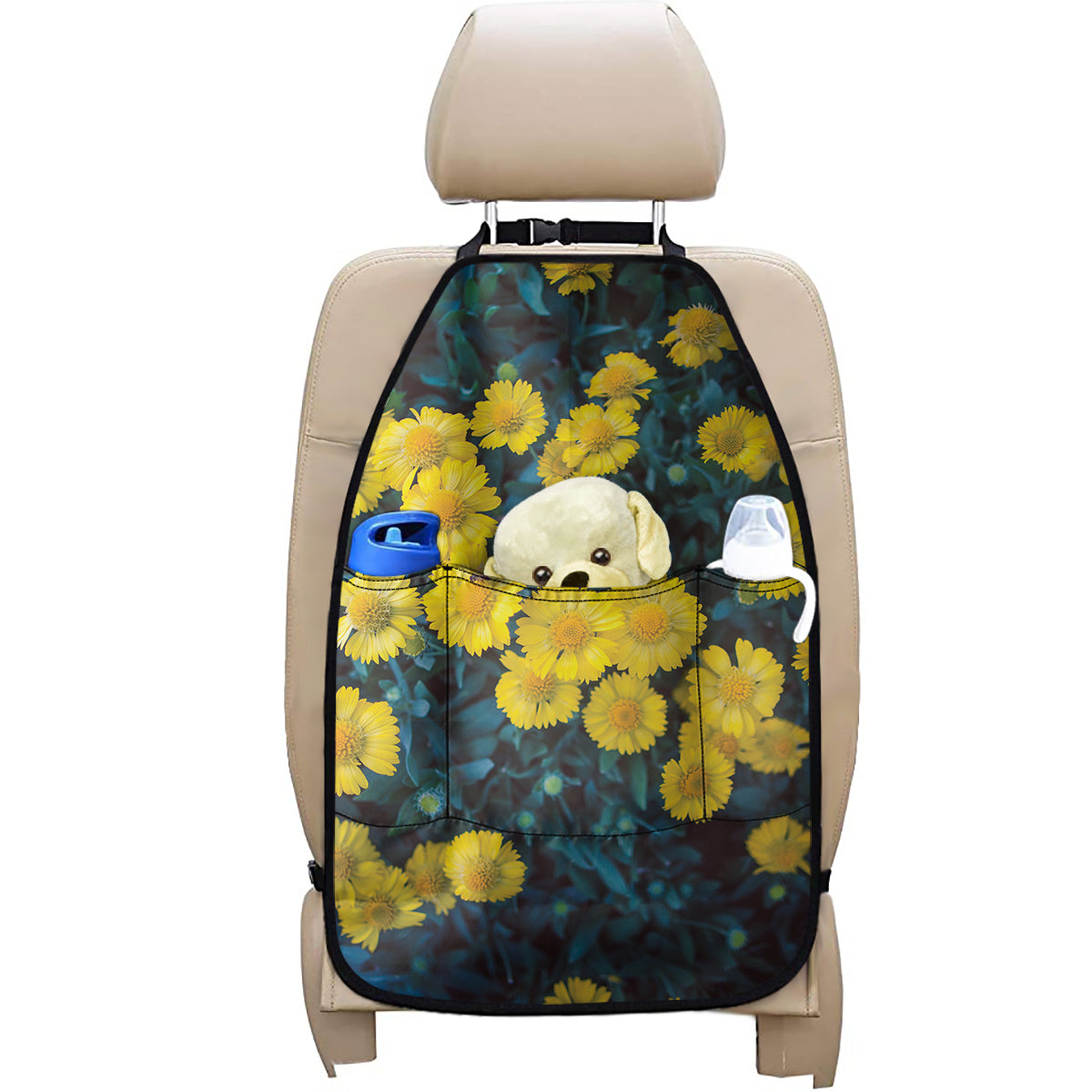 Little Yellow Daisy Print Car Seat Organizers