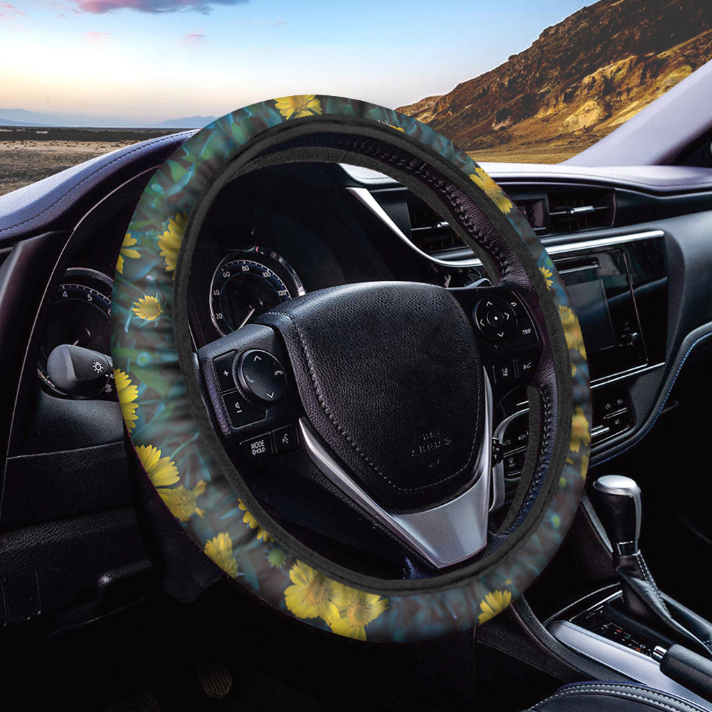 Little Yellow Daisy Print Car Steering Wheel Cover