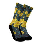 Little Yellow Daisy Print Crew Socks