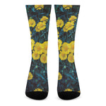 Little Yellow Daisy Print Crew Socks