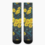 Little Yellow Daisy Print Crew Socks