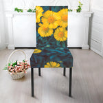 Little Yellow Daisy Print Dining Chair Slipcover