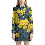 Little Yellow Daisy Print Hoodie Dress
