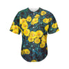 Little Yellow Daisy Print Men's Baseball Jersey