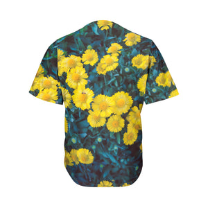 Little Yellow Daisy Print Men's Baseball Jersey