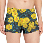 Little Yellow Daisy Print Men's Boxer Briefs