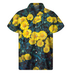 Little Yellow Daisy Print Men's Short Sleeve Shirt