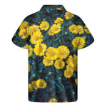 Little Yellow Daisy Print Men's Short Sleeve Shirt