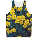 Little Yellow Daisy Print Men's Tank Top