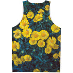 Little Yellow Daisy Print Men's Tank Top