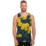 Little Yellow Daisy Print Men's Tank Top