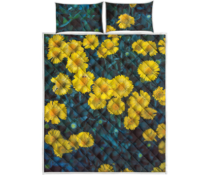 Little Yellow Daisy Print Quilt Bed Set