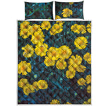 Little Yellow Daisy Print Quilt Bed Set