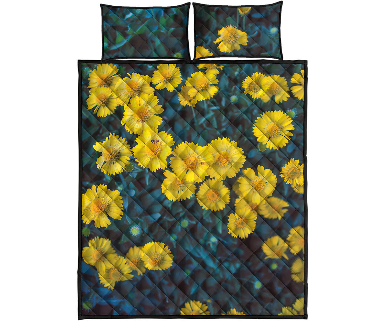 Little Yellow Daisy Print Quilt Bed Set