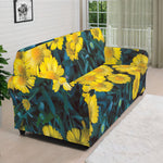Little Yellow Daisy Print Sofa Cover