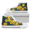 Little Yellow Daisy Print White High Top Shoes