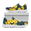 Little Yellow Daisy Print White Running Shoes