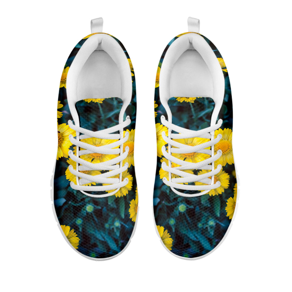Little Yellow Daisy Print White Sneakers