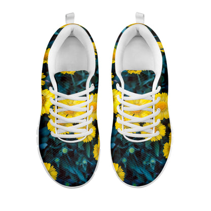 Little Yellow Daisy Print White Sneakers