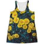 Little Yellow Daisy Print Women's Racerback Tank Top