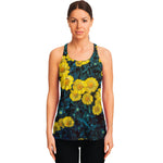 Little Yellow Daisy Print Women's Racerback Tank Top