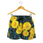 Little Yellow Daisy Print Women's Shorts