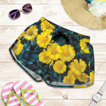 Little Yellow Daisy Print Women's Shorts